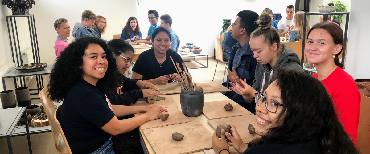 Students in pottery class_AC