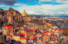 panoramic view of Tbilisi at sunset, Georgia country