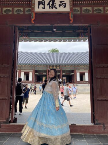 Sarah Kim wearing Traditional Korean Dress