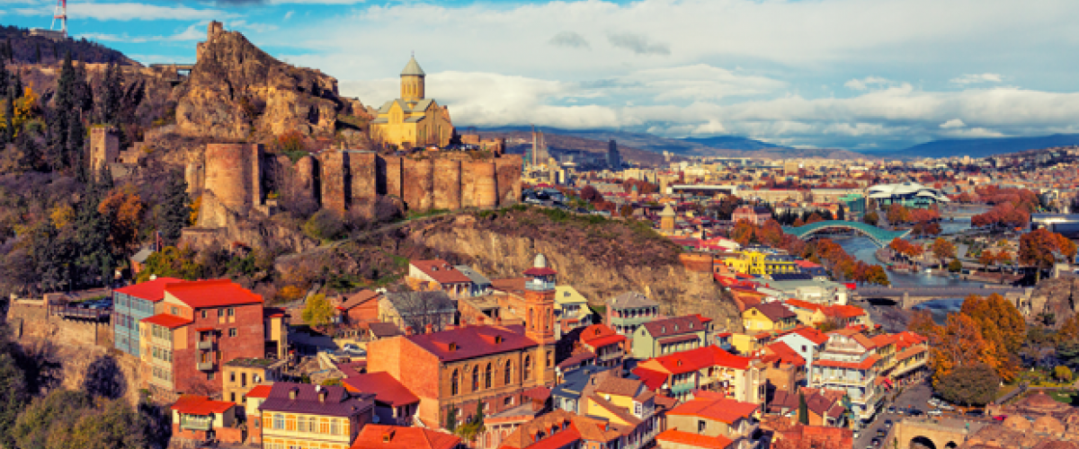 panoramic view of Tbilisi at sunset, Georgia country