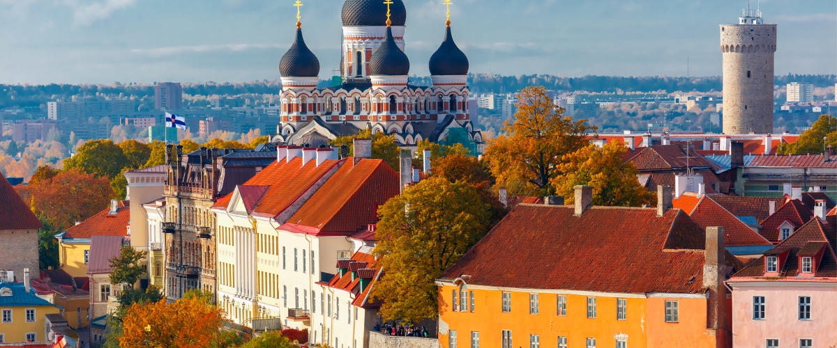 Aerial view old town, Tallinn, Estonia